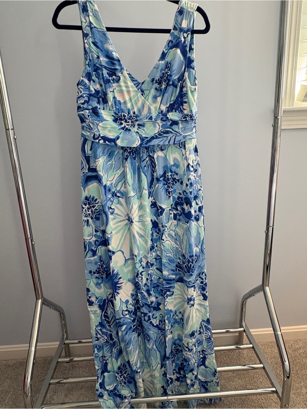 Lilly Pulitzer Blue & Aqua Floral Sleeveless Maxi Dress
